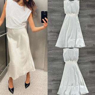 HIPU.VNXK - Đầm Zaara thun umi phối tà lụa có mút vai.