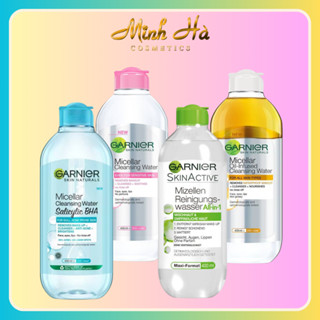 Tẩy trang Garnier Cleansing Water 400ml đủ màu vàng, hồng, xanh lá, xanh dương, đỏ giúp làm sach da dịu nhẹ
