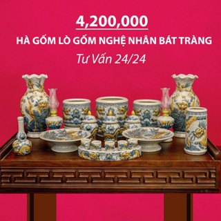 Đồ Thờ Cúng Cao Cấp - Men Rạn Đắp Nổi Nghệ Nhân Bát Tràng Chế Tác - Bát hương lư hương - bộ đồ cúng