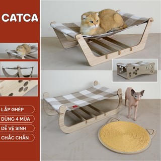 Võng chó mèo gỗ nằm 4 mùa chắc chắn lắp ghép cực dễ CATCA