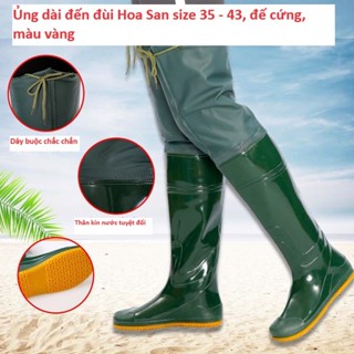 Ủng lao động Hoa San đế vàng cứng 2 lớp size 35-43, ủng đi cấy dài, ủng đùi, ủng đi mưa