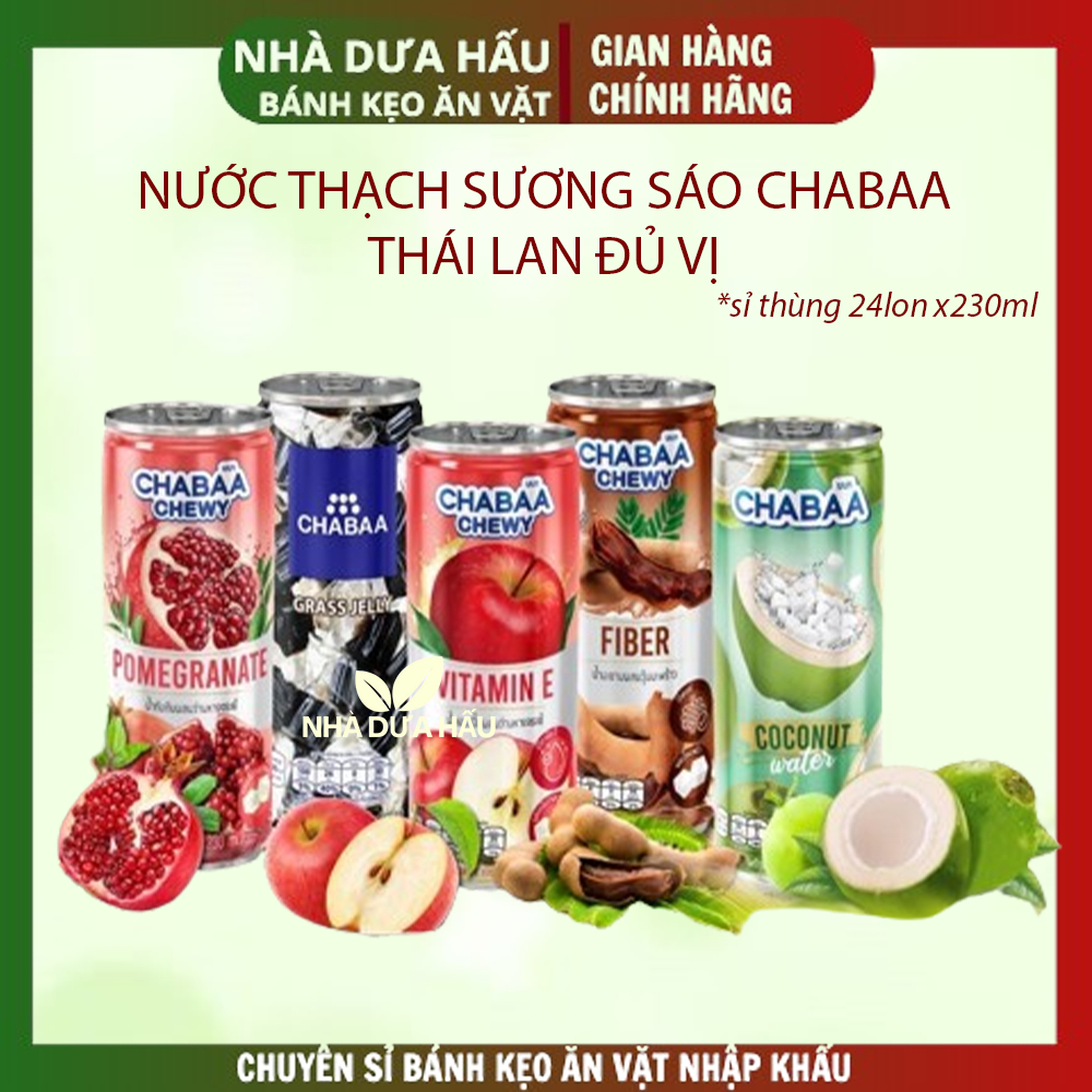 [Lốc 6 lon x230ml] Nước thạch sương sáo Chabaa Thái Lan đủ vị trái cây
