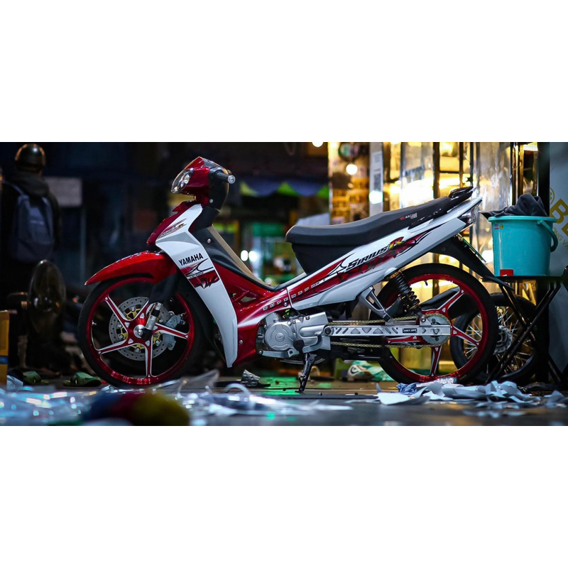 Nhãn dán tem rời sirius đỏ trắng chữ R decal 3 lớp