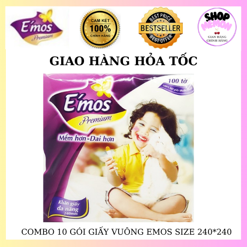 ☘Giấy vuông E'mos. Combo 10 gói
