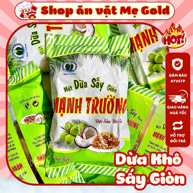 Mứt dừa sấy giòn, dừa khô đặc sản Bến Tre (gói 250g)