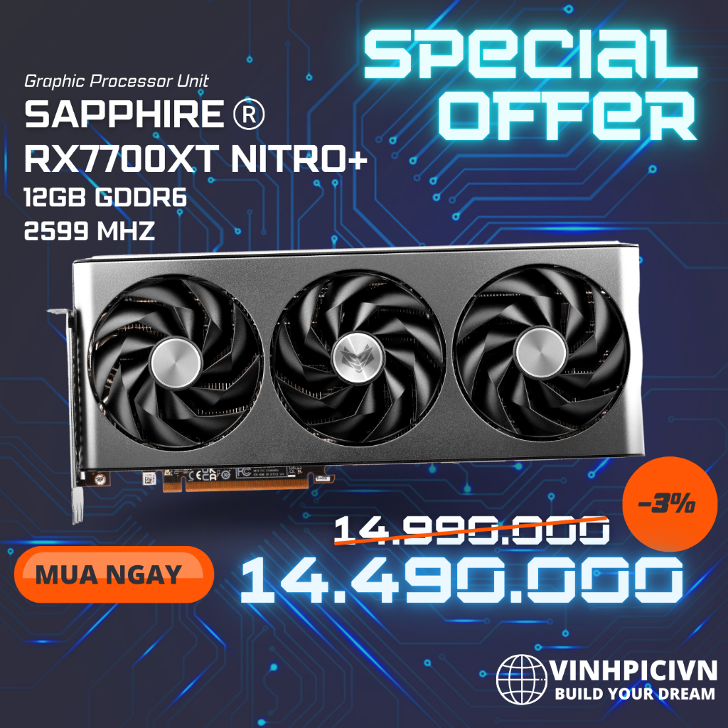 Card màn hình SAPPHIRE RX 7700XT NITRO + [NEW]