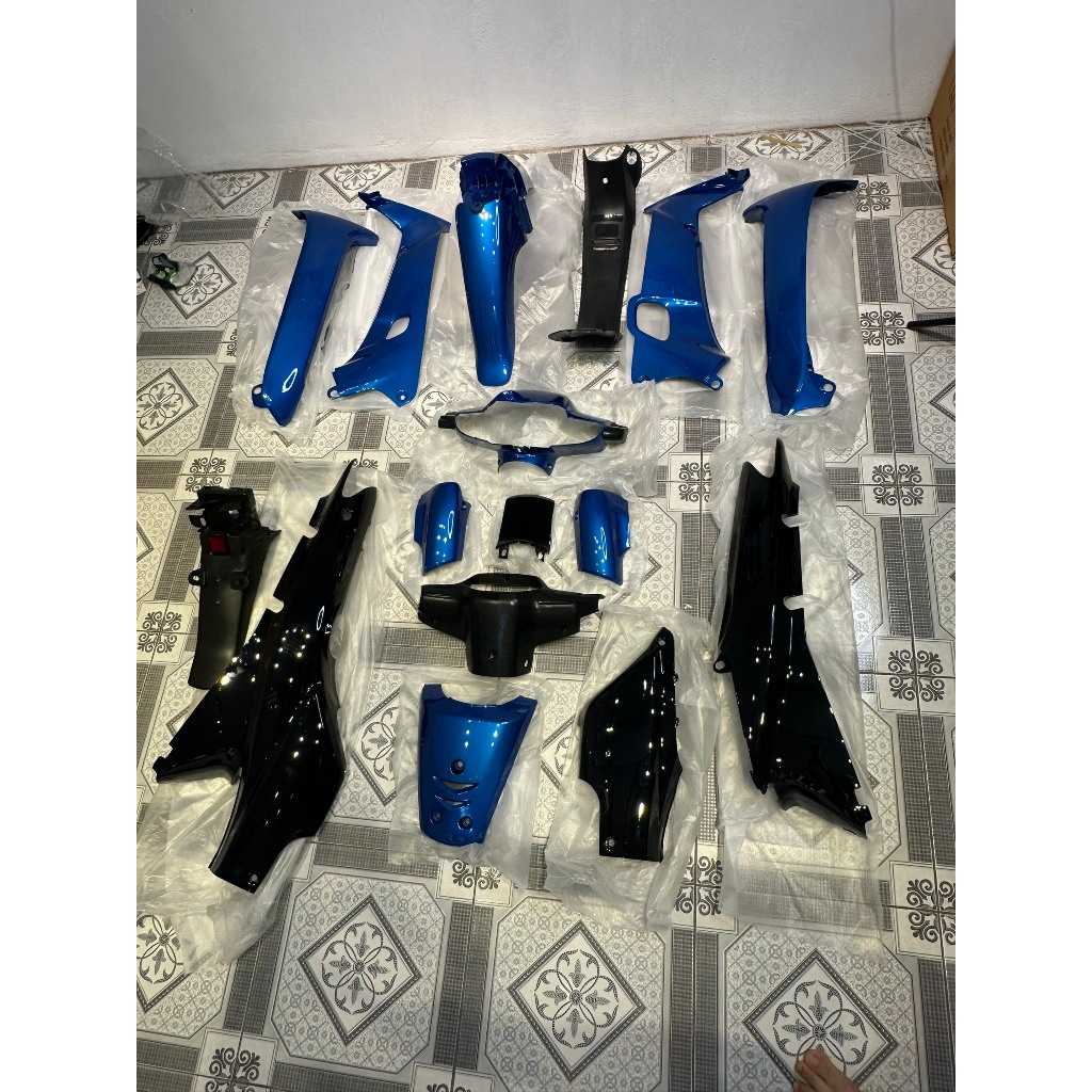 DÀN ÁO - BỘ VỎ NHỰA, Áo Xe Wave NHỎ, Wave ZX,,màu Xanh GB-đen,Bộ Vỏ nhựa cao cấp BẢO HÀNH 36 THÁNG