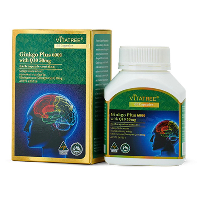 Viên uống bổ não Vitatree Ginkgo Plus 6000 Mg with CQ10 50mg