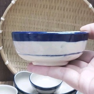 💥💢set 5 chén chấm gia vị nhỏ💢💥mẫu vẽ chỉ xanh làm từ gốm cao lanh😋💫