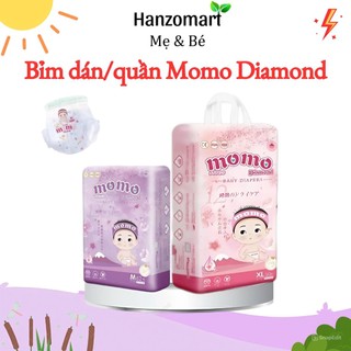 Bỉm momo diamond dán quần S64/ M60/L54/XL50/XXL48/XXXL46 tinh chất hoa anh đào.