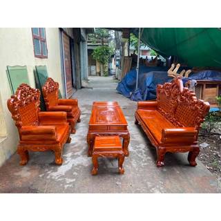 Bộ Bàn Ghế Phòng Khách Hoàng Gia Gỗ Xà Cừ Đỏ