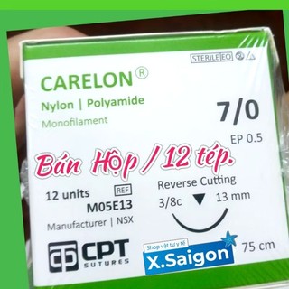 Chỉ phẫu thuật nylon 7/0 cpt carelon, hộp 12 sợi