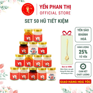 Yến phan thị, yến sào khánh hoà, set 50 hũ tiết kiệm, hàm lượng 25% yến nguyên chất