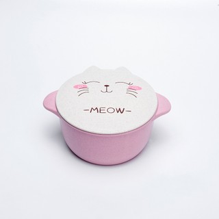 Tô lúa mạch có nắp đậy mặt mèo cho bé cakeshop hcm