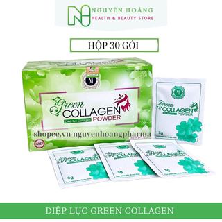 Diệp lục green collagen hỗ trợ làm đẹp da trắng da bổ sung vitamin khoáng chất từ rau xanh giảm táo bón 30gói tặng 1 gói