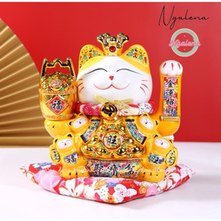 Mèo thần tài, mèo neko maneki vẫy tay bằng gốm sứ cao cấp