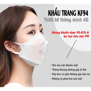 (SET 50 Chiếc) Khẩu Trang KF94 4D MASK kiều Hàn Quốc dày 4 lớp kiểu dáng ôm mặt kháng giọt bắn