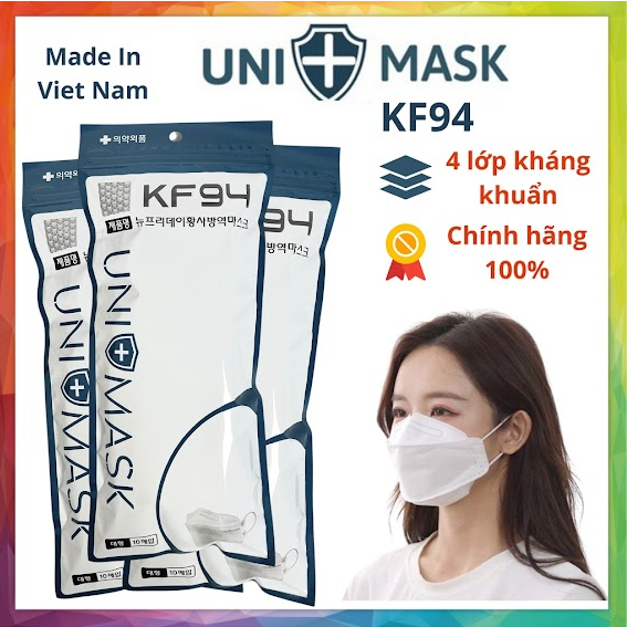 [Set 50 chiếc] Khẩu trang 4D KF94 UNIMASK 4 lớp dày dặn cao cấp