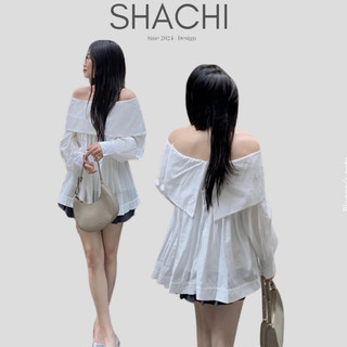 C14 Áo trễ vai xếp ly ngực dáng babydoll xoè hàng quảng châu SHACHI
