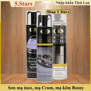 Sơn xịt mạ inox chrome Bosny - inox mờ nhám