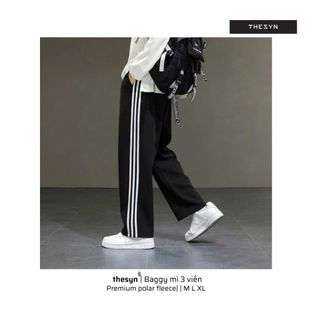 Quần Baggy 3 viền ống suông thesyn, Quần thể thao 3 viền kẻ sọc trắng Hàn Quốc, Localbrand THESYN