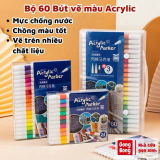  Hộp 60 Bút Sơn Acrylic Marker Cao Cấp  Mực Chống Nước  Vẽ Được Trên Nhiều Chất Liệu 
