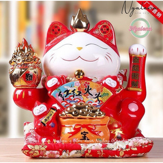 Mèo thần tài may mắn Neko maneki vẫy tay 12inches 30cm