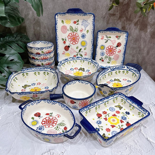 Bộ Bát đĩa decor, Bát sứ Bát ăn cơm, Bộ chén dĩa sứ Dễ thương cao cấp Tổng hợp sét bát đĩa Hoa xanh xinh yêu.