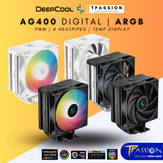 Tản nhiệt khí CPU DEEPCOOL AG400 DIGITAL / AG400 BK WH DIGITAL LED ARGB - Hiển thị nhiệt độ - Chính hãng, 4 ống đồng