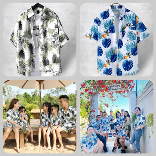 Áo Sơ Mi Hoạ Tiết Đi Biển, Áo Nhóm , Team Building,Giá Đình( Đủ Size)