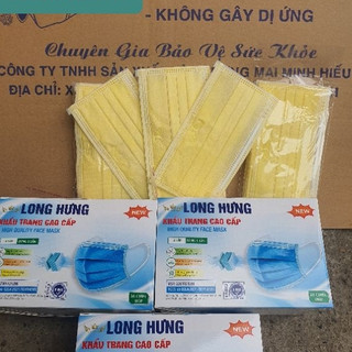 Hộp 50 Chiếc Khẩu Trang y Tế Màu Vàng 4 Lớp