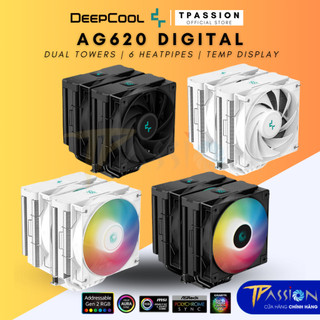  Tản nhiệt khí CPU DEEPCOOL AG620 DIGITAL   AG620 DIGITAL LED ARGB - Hiển thị nhiệt độ - Chính hãng 2 tháp 6 ống đồng 