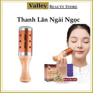 Con Lăn Ngải Ngọc Bích Dùng Massage Mặt và Body, Thanh Lăn Ngải Ngọc Tay Cầm Gỗ Mát Xa Thư Giãn