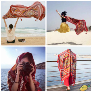 [XẢ KHO HÀNG LOẠI 1] Khăn Choàng Đi Biển Boho Họa Tiết Thổ Cẩm Đa Năng Choàng Bikini Chụp Hình Sống Ảo Du Lịch Biển