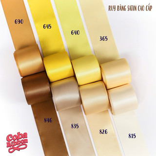 Ruy băng satin cao cấp 2 mặt mịn mướt (Tone Vàng Nâu) - Set 5 mét