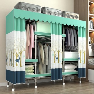 Tủ vải 3 buồng khung gỗ loại 1 đựng quần áo siêu chắc chắn Khung Gỗ Bọc Nhựa Chống Ẩm Mốc