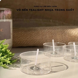 Vỏ Nến Tealight Nhựa Trong Suốt Kèm Bấc Cotton