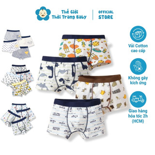 Combo set 4 quần lót bé trai từ 9kg đến 40kg họa tiết khác nhau, vải cotton co giản, không bí rít LGS