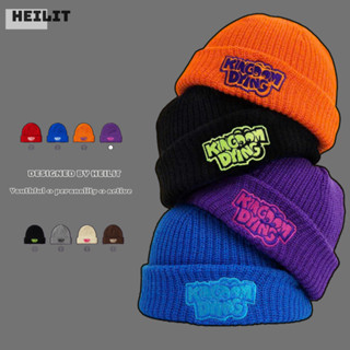 Mũ Len Nam Họa Tiết Thêu Chữ KingDom HeiLit Nón Len Nam Nữ Dệt Kim Mềm Mại