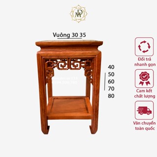 Đôn gỗ vuông kê đồ trang trí gỗ Hương sơn PU chống mối mọt vuông 30cm