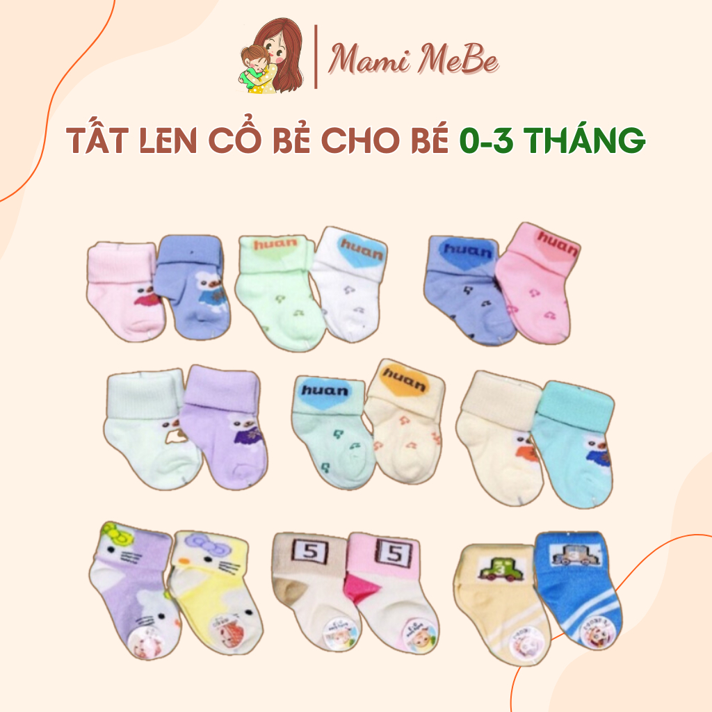 Combo 4 Đôi Tất len cho bé 0-3 tháng tuổi (nhiều mẫu)