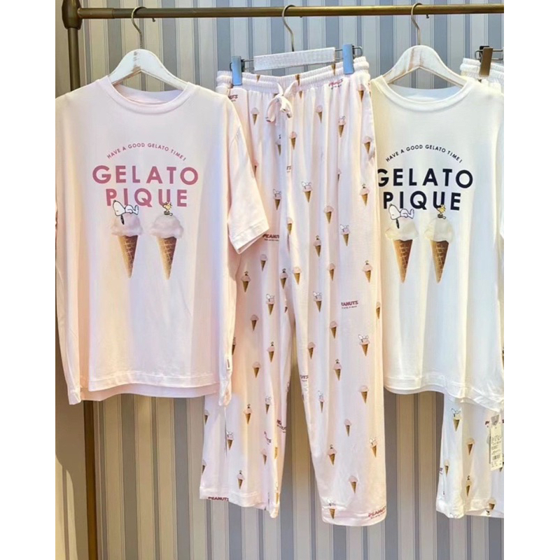 Bộ Mặc Nhà Gelato Pique Hoạ Tiết Snoopy Ăn Kem Chất Modal Siêu Mềm (Full Tag)