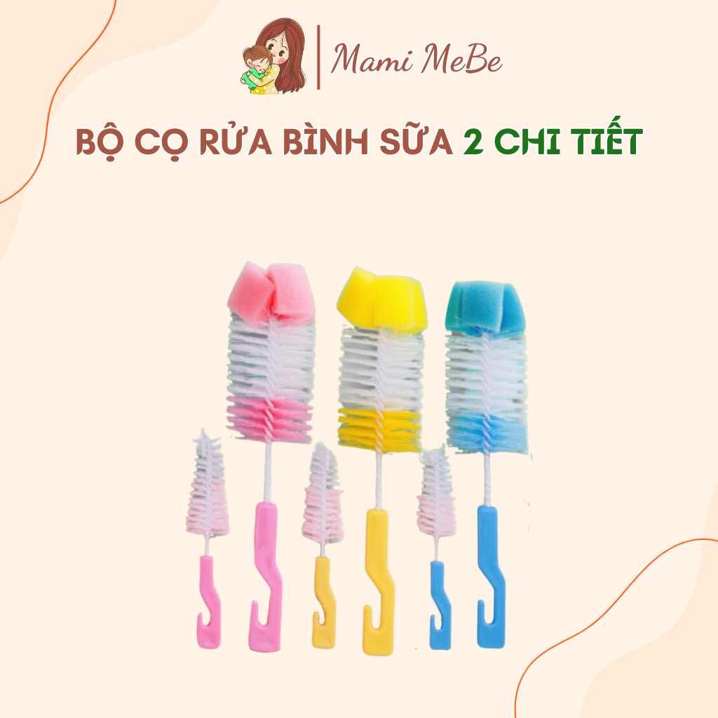 Cọ rửa bình 2 chi tiết vệ sinh bình sữa, cốc uống cho bé