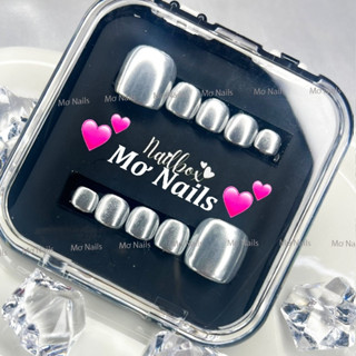   Tặng hộp nail và keo MxBon  Nail Box Chân Thiết Kế Tráng Gương Bạc Full Móng C01 