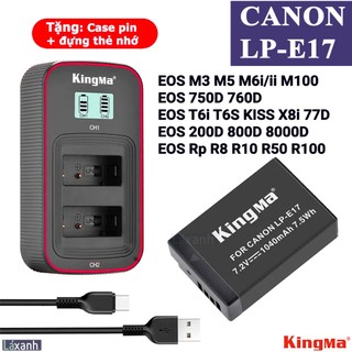 Kingma canon lp-e17 - bộ 2 pin và 1 dock sạc canon eos m3 m5 200d 750d 760d 8000d rp t6 8000d x8i r8 r50 r100 r10 lpe17