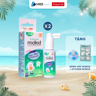 Combo 2 hộp Xịt chống sâu răng Midkid vị nho 30ml cho bé từ 1 tuổi giúp làm sạch, ngăn ngừa ố vàng