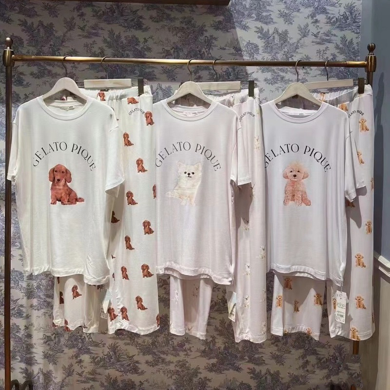 Bộ Mặc Nhà Gelato Pique Hoạ Tiết Cún Chất Modal Siêu Mềm (Full Tag)