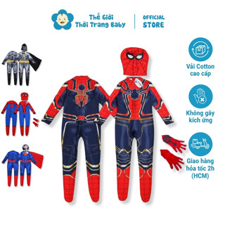 [BST] Bộ đồ siêu nhân nhện cho bé trai dài kín người, trang phục hoá trang spiderman Halloween kèm nón + găng tay SNBL