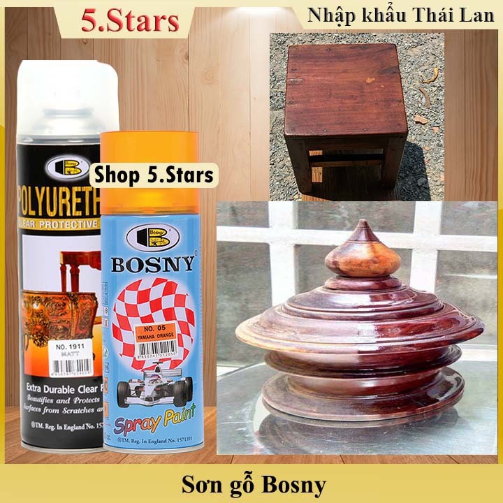 Sơn bóng, sơn pu cho gỗ - Bosny - sơn bóng gỗ, sơn gỗ màu cánh gián
