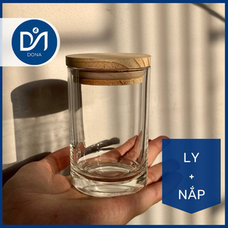 Ly thủy tinh kèm nắp gỗ làm nến thơm 100ml